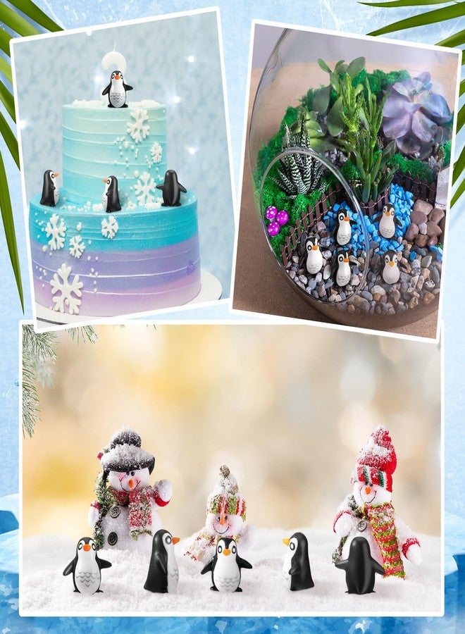 JellyArch 120 Pcs Miniature Penguin Figurines Resin Penguin Figures Bulk 0.87'' Cake Topper Mini Animal for Fairy Garden Micro Landscape Winter Christmas Scene Decor Party Supplies - Image 5
